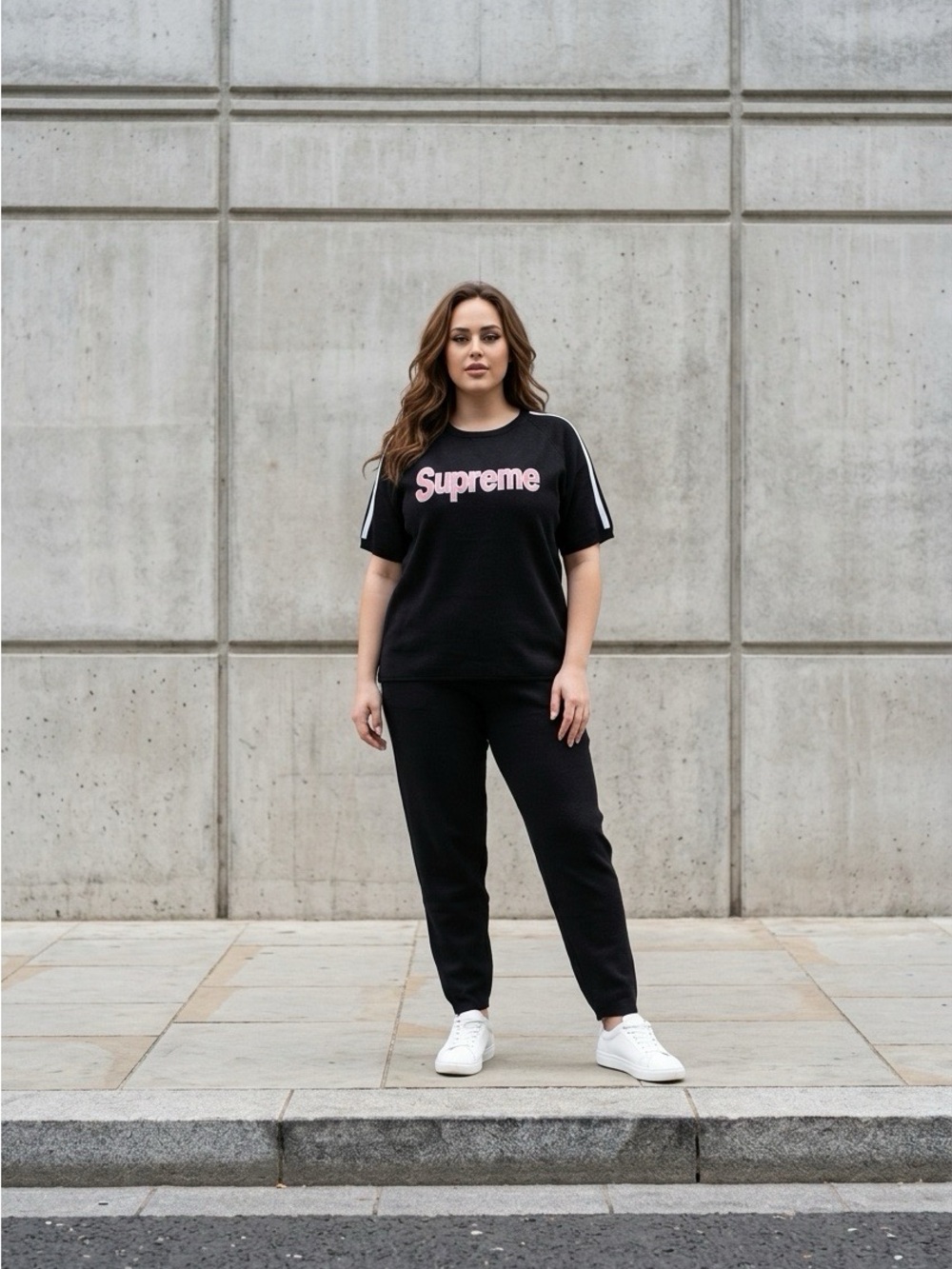 Black Tracksuit with White Stripes